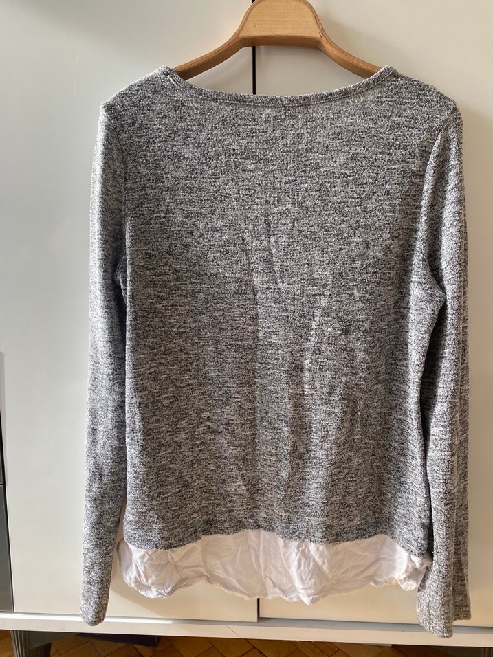 Gri Uzun Kollu Triko Hamile Tişörtü - Görsel 4