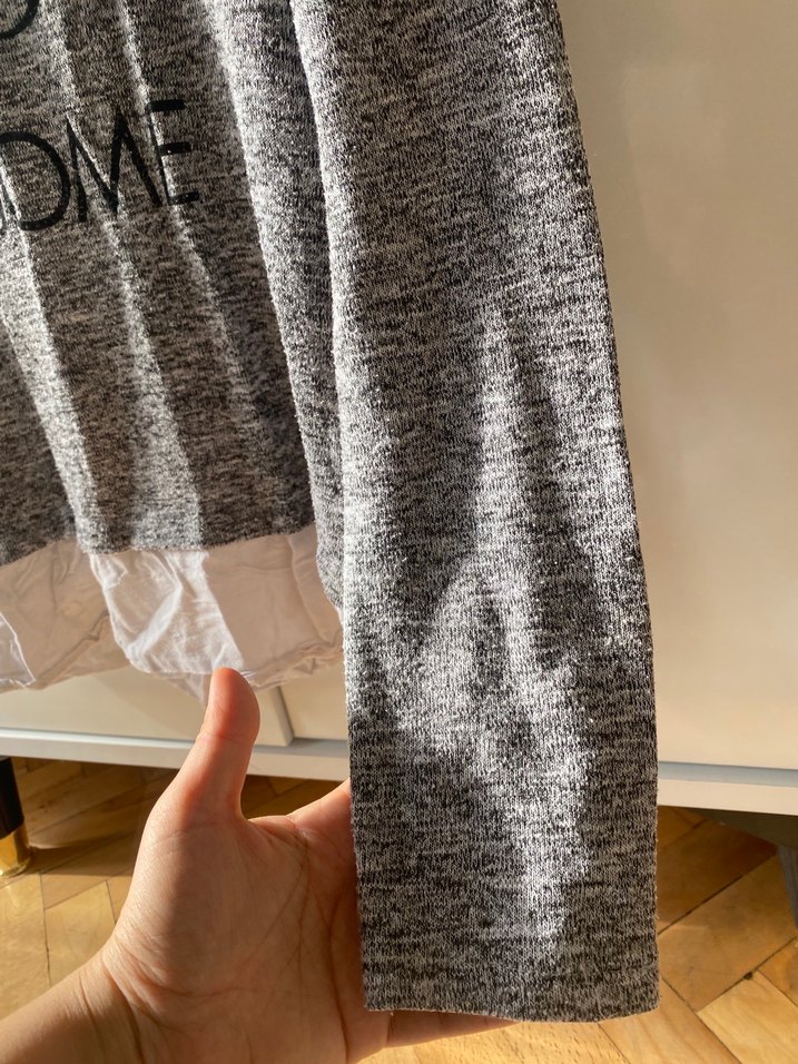 Gri Uzun Kollu Triko Hamile Tişörtü - Görsel 3