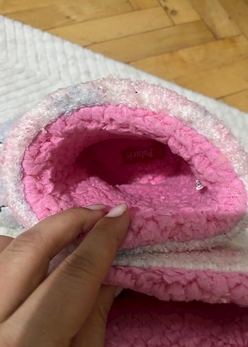 Kız Çocuk Renkli Örgü Desenli Sıcak Ev Terliği - Görsel 3