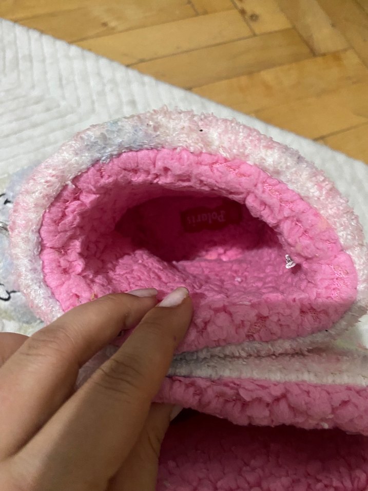 Kız Çocuk Renkli Örgü Desenli Sıcak Ev Terliği - Görsel 3