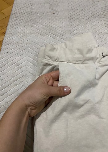 Bej Rahat Kesim Kadın Keten Eşofman - Görsel 2