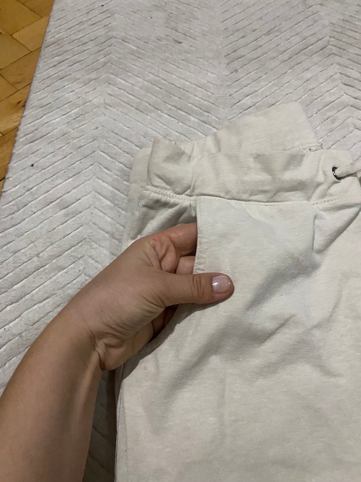 Bej Rahat Kesim Kadın Keten Eşofman - Görsel 2