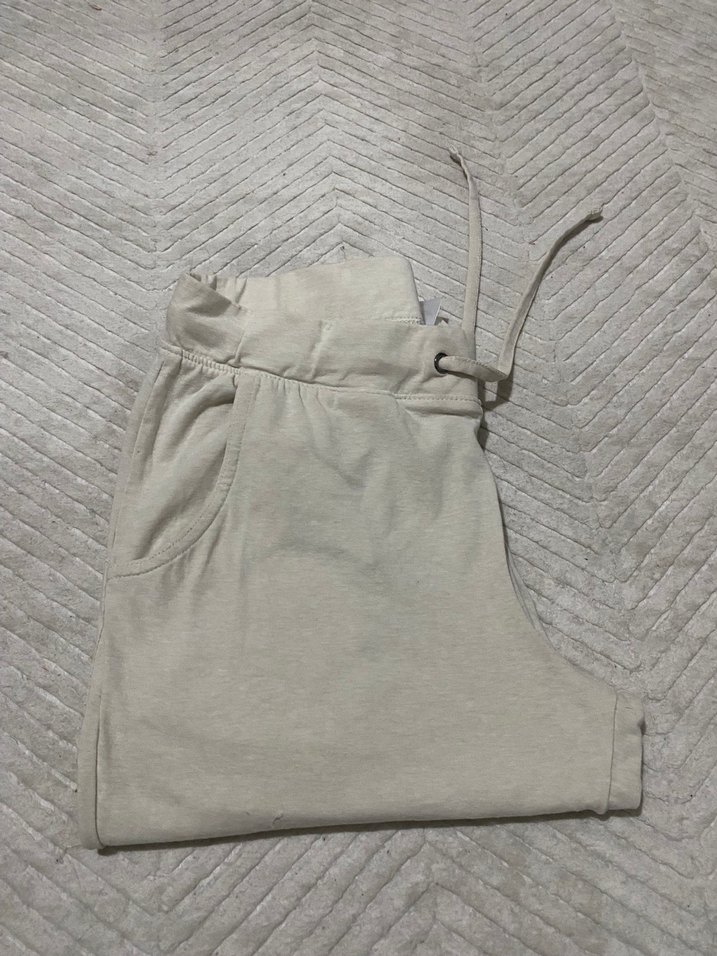 Bej Rahat Kesim Kadın Keten Eşofman - Görsel 5