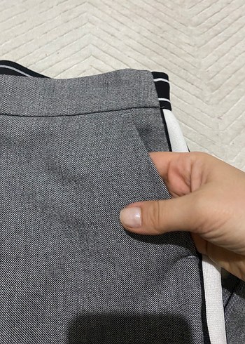 Gri Pilili Kadın Kumaş Pantolon - Görsel 4