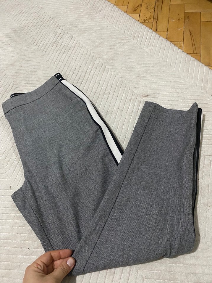 Gri Pilili Kadın Kumaş Pantolon - Görsel 3
