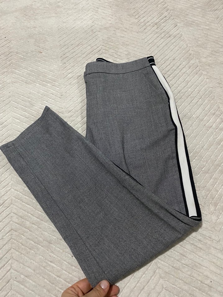 Gri Pilili Kadın Kumaş Pantolon - Görsel 5