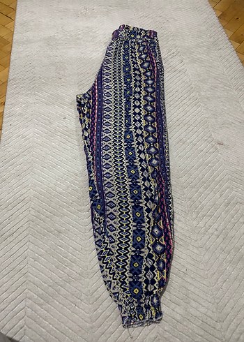 Bohem Çok Renkli Örme Midi Kadın Pantolon - Görsel 2