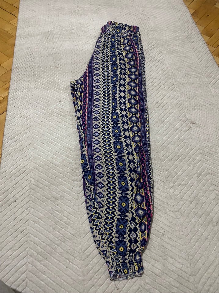 Bohem Çok Renkli Örme Midi Kadın Pantolon - Görsel 2