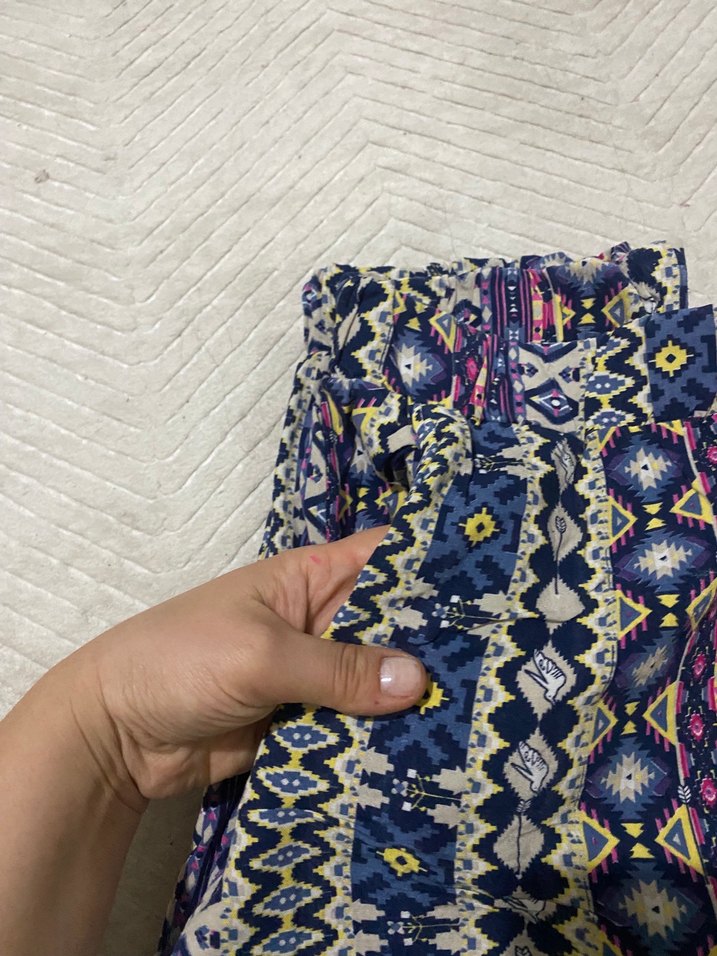 Bohem Çok Renkli Örme Midi Kadın Pantolon - Görsel 3