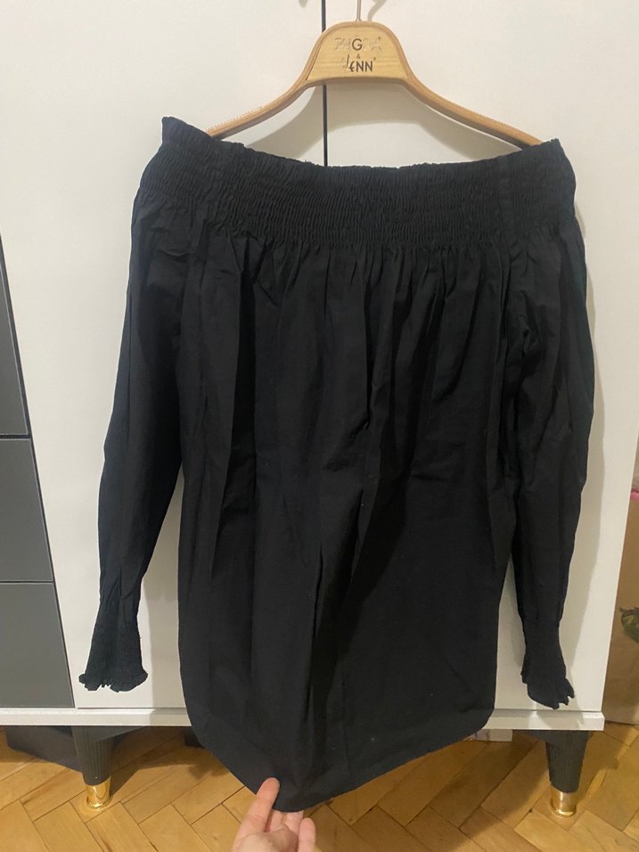 Siyah Kayık Yaka Uzun Kollu Kadın Bluz - Görsel 3