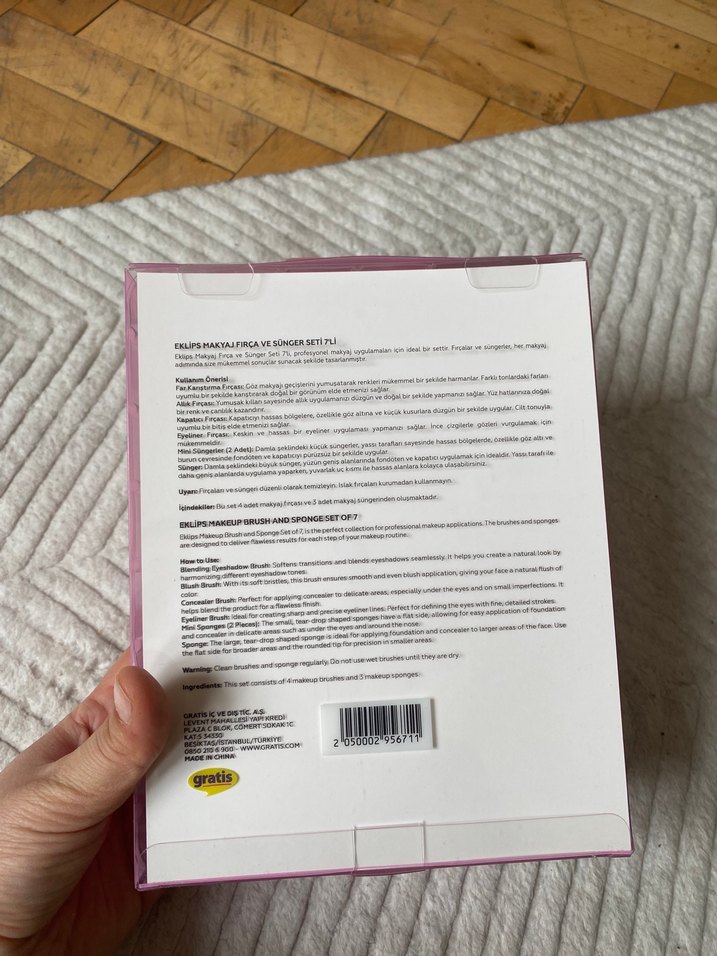 Pembe 7'li Makyaj Fırçası ve Sünger Seti - Görsel 3