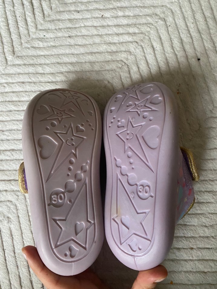 Mor Nakışlı Kız Çocukları Sıcak Terlikler - Görsel 2