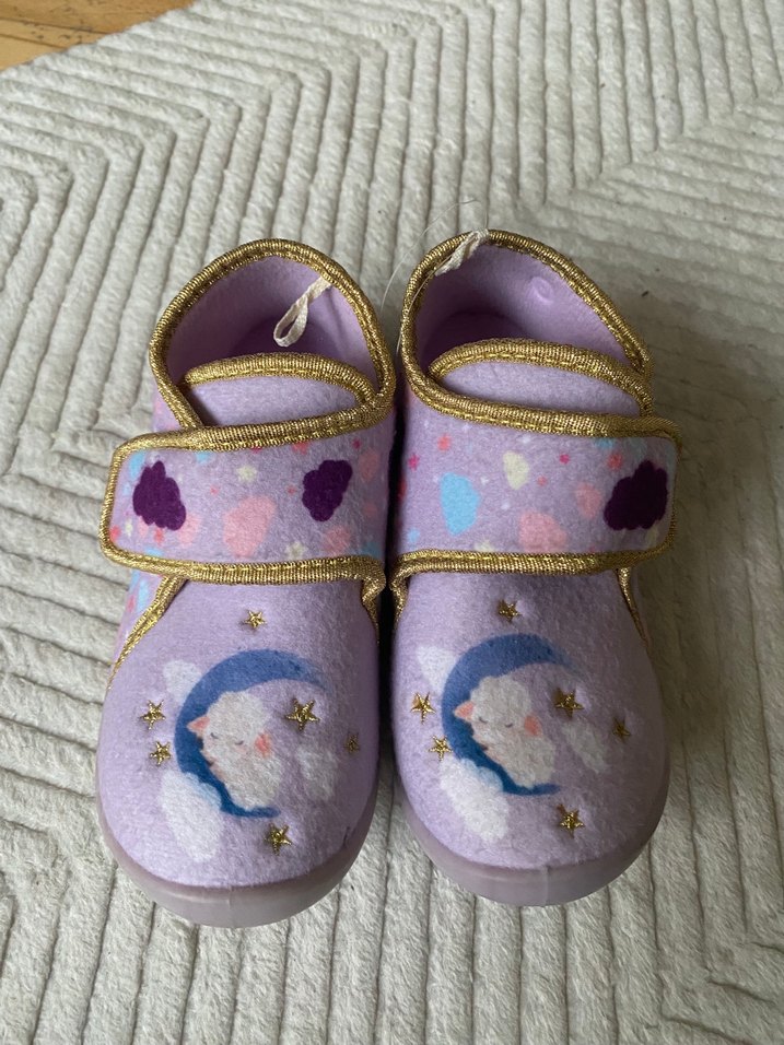 Mor Nakışlı Kız Çocukları Sıcak Terlikler - Görsel 3