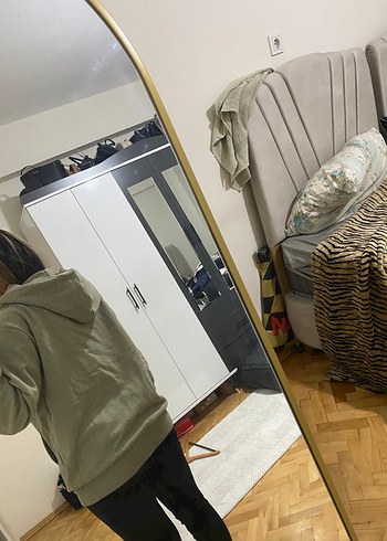 l Beden Gri Yüksek Yakalı Kadın Sweatshirt