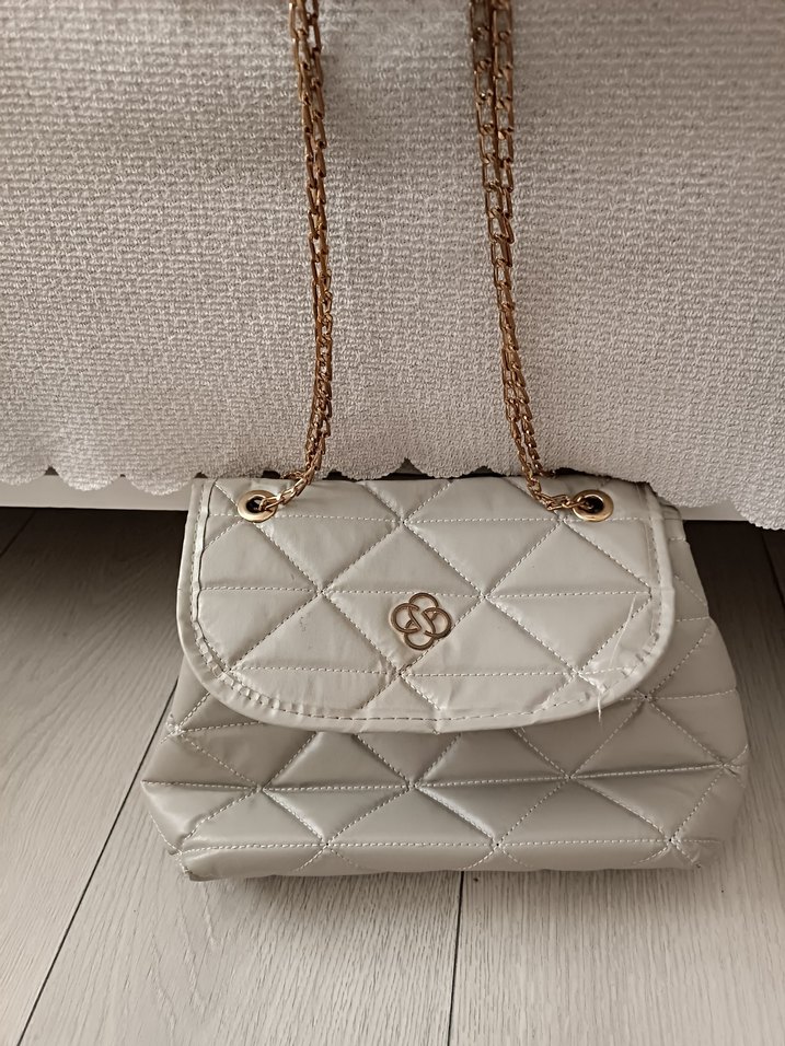 Gri Yılan Desenli Zincir Detaylı Kadın Çanta - Görsel 2