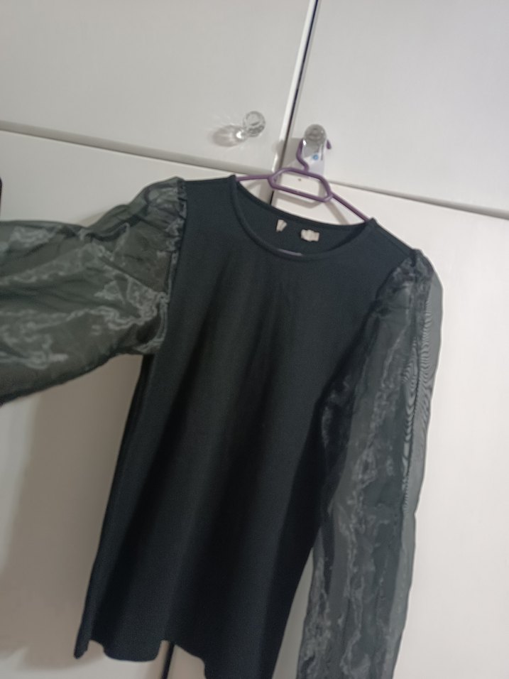 Uzun Kollu Siyah Gotik Transparan Bluz - Görsel 2