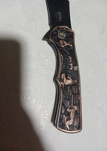 Beden kahverengi Renk Koyu Kahverengi Oyma Desenli Katlanır Bıçak