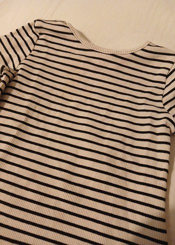 Kız Çocuk Bej Çizgili Uzun Kollu Bluz - Görsel 2