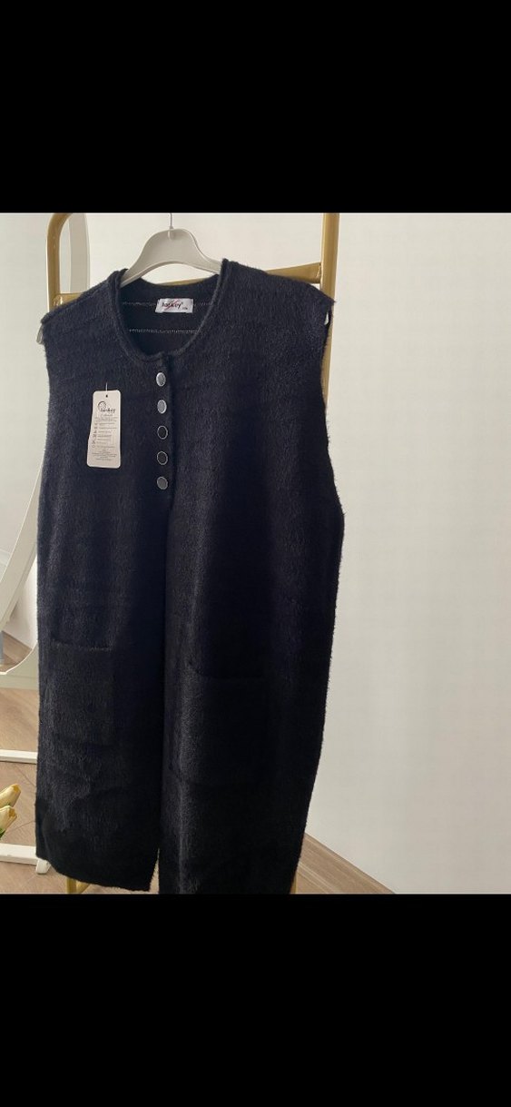 Düğmeli Siyah Kolsuz  Yelek - Görsel 2