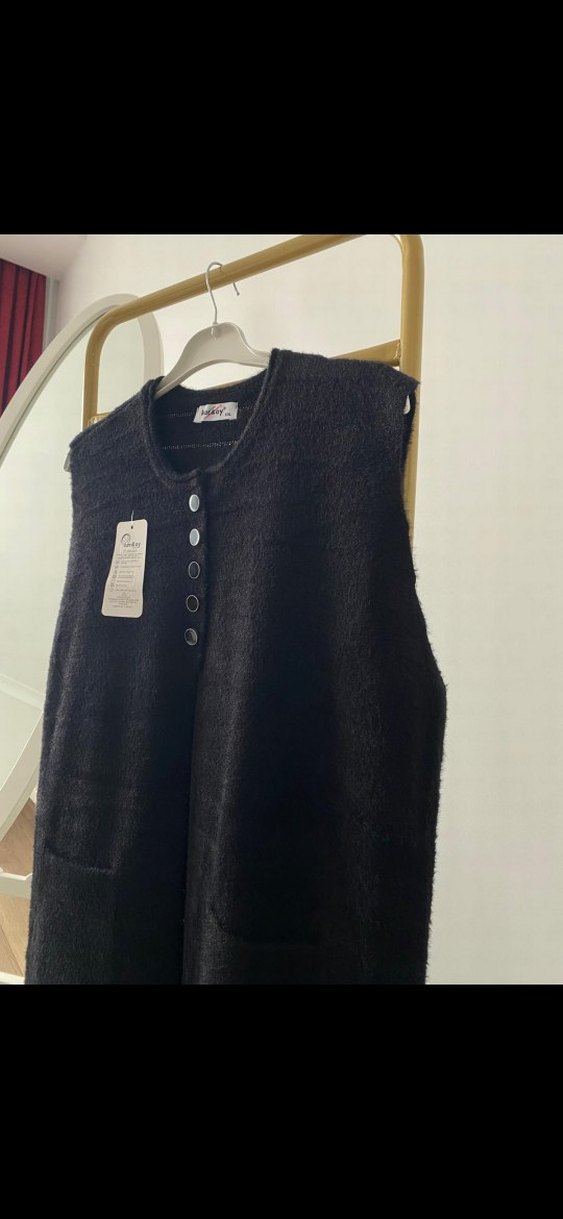 Düğmeli Siyah Kolsuz  Yelek - Görsel 5