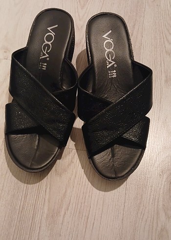 Siyah Kadın Dolgu Topuklu Terlik Velcro - Görsel 6