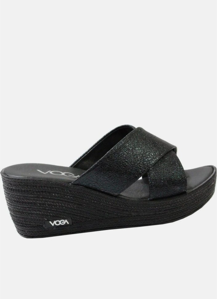 Siyah Kadın Dolgu Topuklu Terlik Velcro - Görsel 2