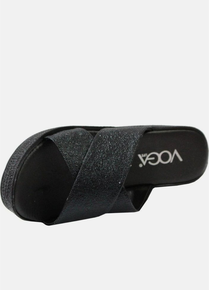 Siyah Kadın Dolgu Topuklu Terlik Velcro - Görsel 4