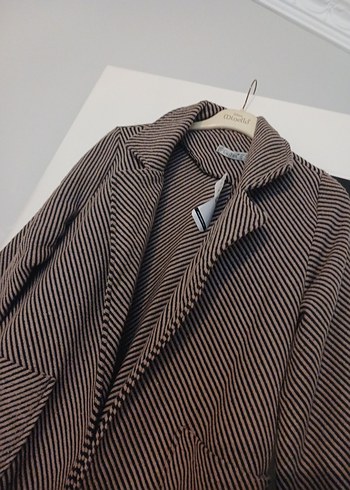 Düğmeli Uzun Kahverengi Kadın Kaban - Görsel 3