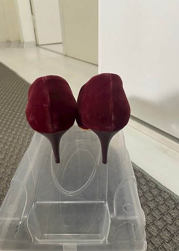 40 Beden bordo Renk Bordo Süet Stiletto Kadın Topuklu Ayakkabı