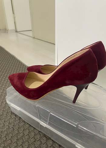 40 Beden Bordo Süet Stiletto Kadın Topuklu Ayakkabı