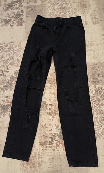 Zara #siyah #yırtık #kot #pantolon