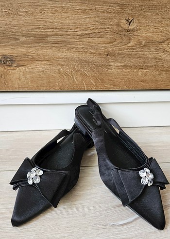 Saten Fiyonklu Kadın Sandalet Babet Ayakkabı - Görsel 4