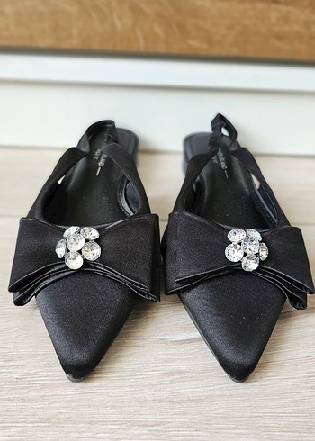 Saten Fiyonklu Kadın Sandalet Babet Ayakkabı - Görsel 2