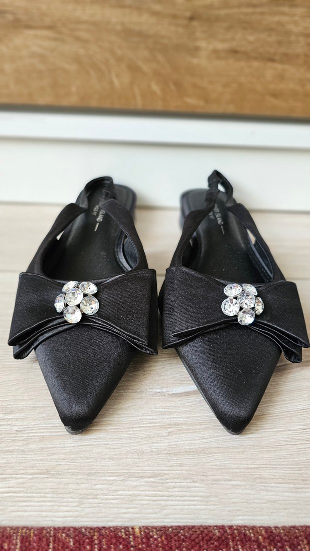 Saten Fiyonklu Kadın Sandalet Babet Ayakkabı - Görsel 2