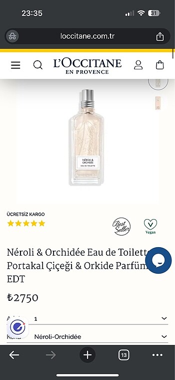  Beden Neroli orchidee Loccitane