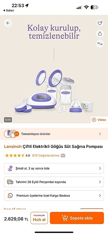 Lansinoh elektrikli Göğüs süt sağma pompası