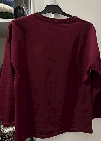 Bordo Kadın Sweatshirt - Görsel 2