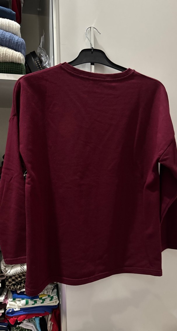 Bordo Kadın Sweatshirt - Görsel 2