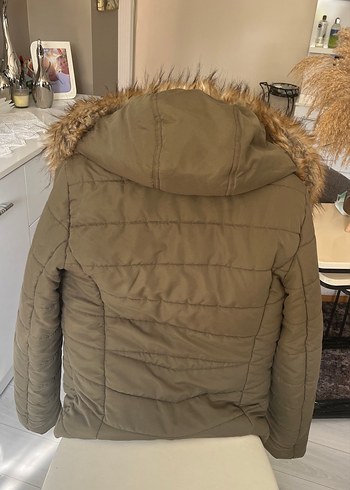 Kürk Detaylı Kahverengi Kadın Kışlık Mont - Görsel 3