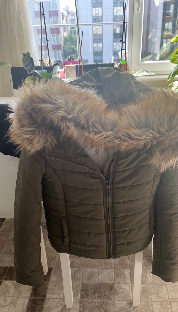 Kürk Detaylı Kahverengi Kadın Kışlık Mont - Görsel 2