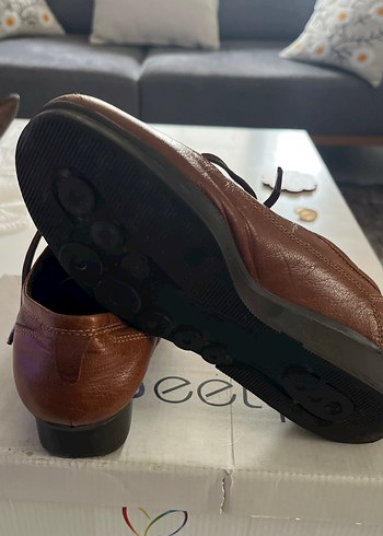 Kahverengi Deri Kadın Günlük Oxford Ayakkabı - Görsel 4