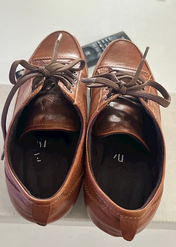 Kahverengi Deri Kadın Günlük Oxford Ayakkabı - Görsel 5