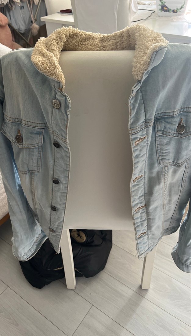 Kürklü kot ceket. - Görsel 4