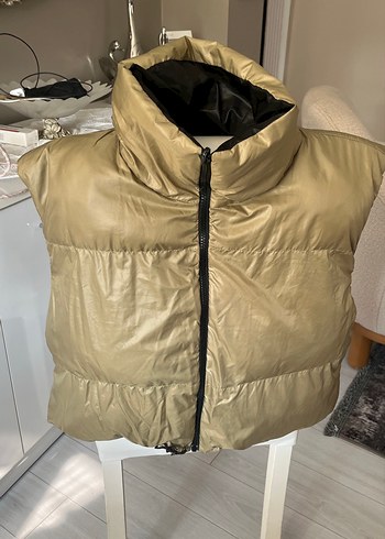 Çift taraflı Yüksek Yakalı Fermuarlı Kadın Yelek - Görsel 2