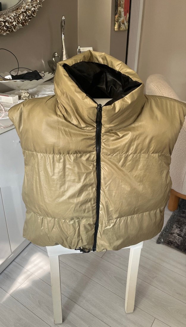 Çift taraflı Yüksek Yakalı Fermuarlı Kadın Yelek - Görsel 2