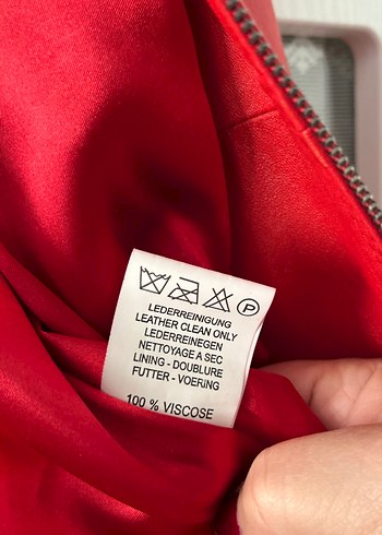 Kırmızı hakiki deri mont - Görsel 4