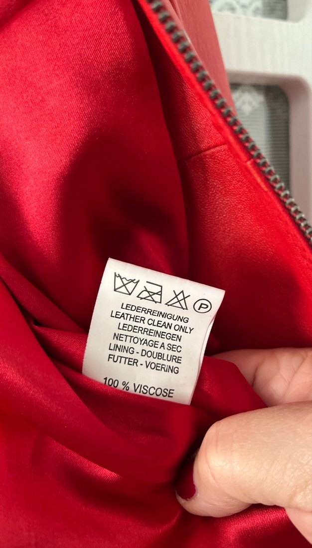 Kırmızı hakiki deri mont - Görsel 4