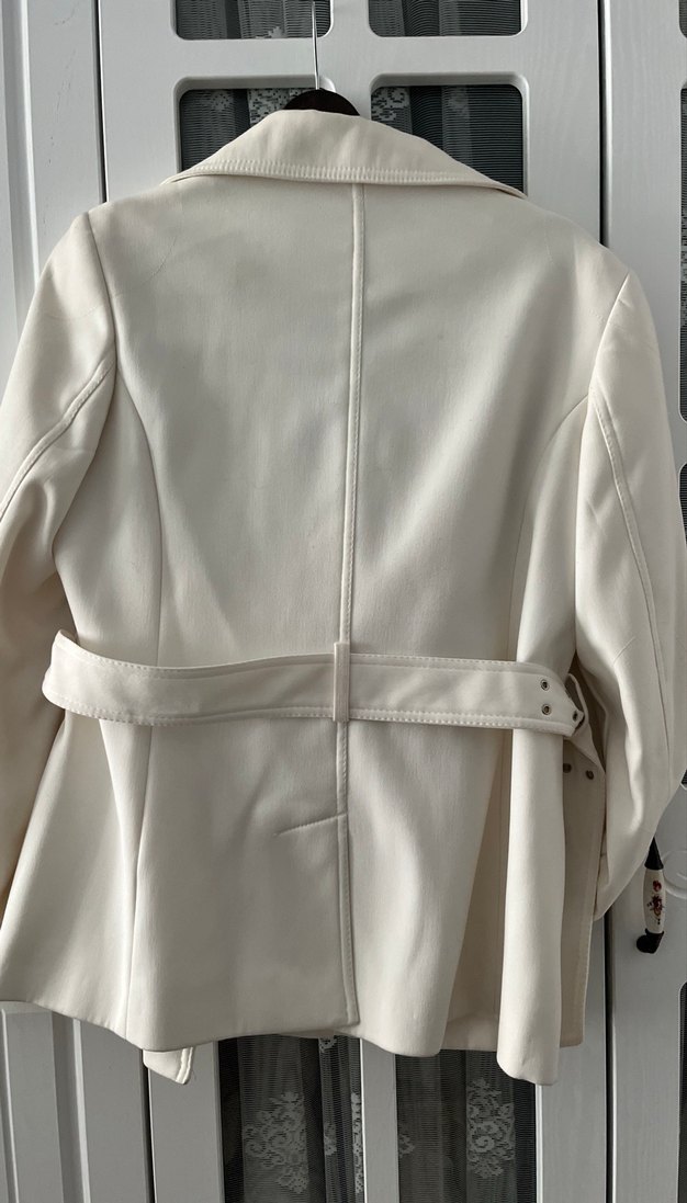 Krem renk Kadın Biker Ceket - Görsel 4