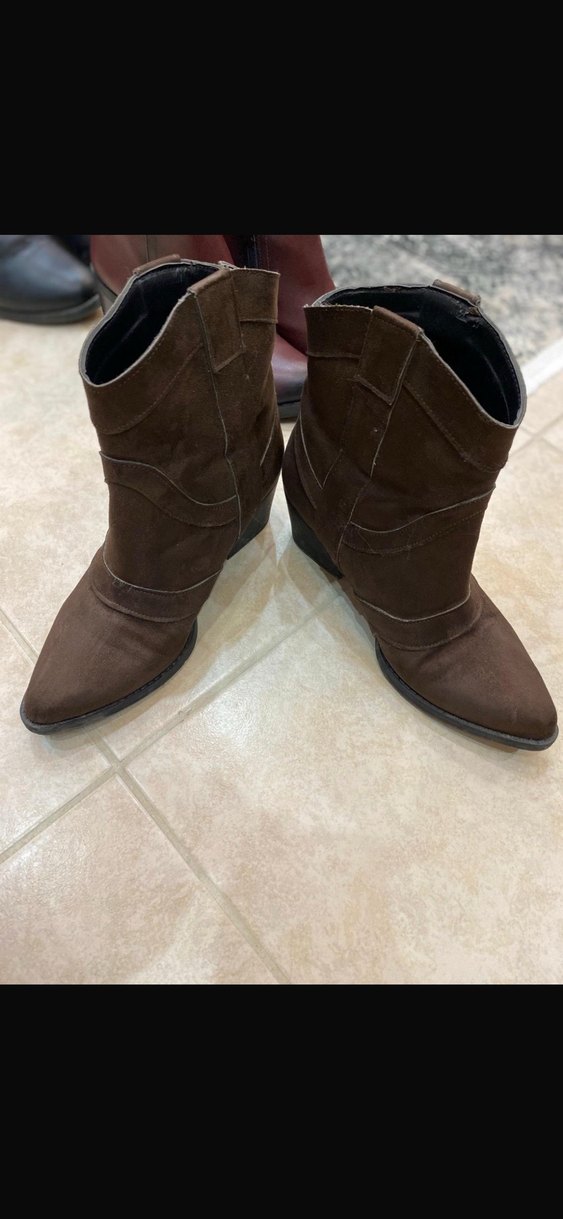 Kahverengi Süet Kadın Topuklu Bot - Görsel 2