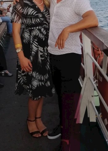 Pembe Çiçekli Midi Straplez Elbise - Görsel 3